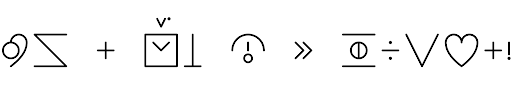 A sentence in bliss saying 'Blissymbolics and human-centered AI for the purpose of inclusion' Blissymbolics and human-centered AI for the purpose of inclusion in